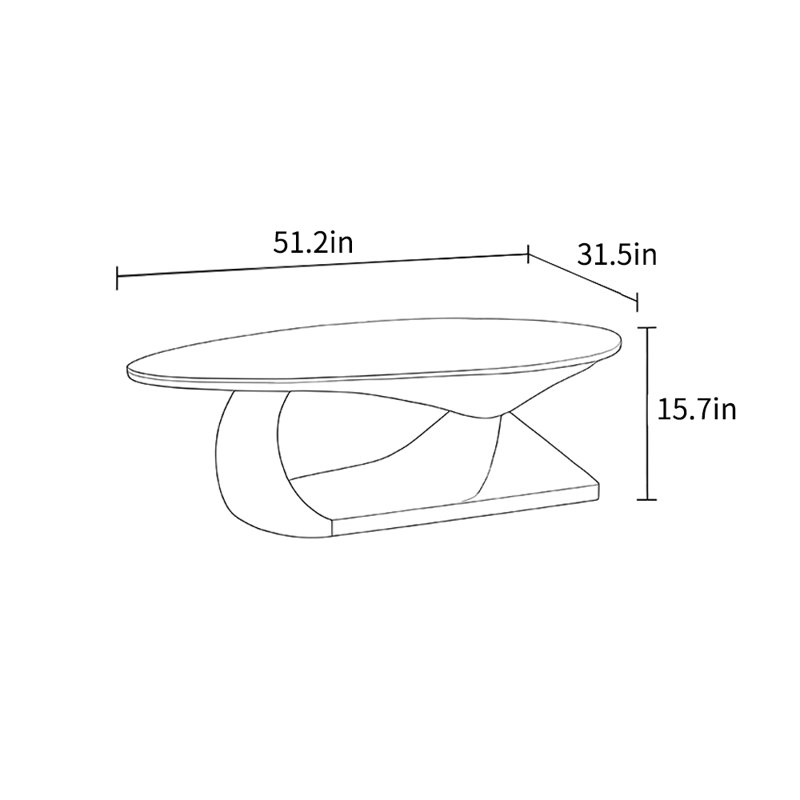 Table basse italienne simple moderne, H 15,7 po x L 51,2 po x l 31,5 po, Brun