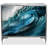 Caicos "Sapphire Sea" Reverse Printed Beveled Art Glass Console on a Silver Leafed Frame