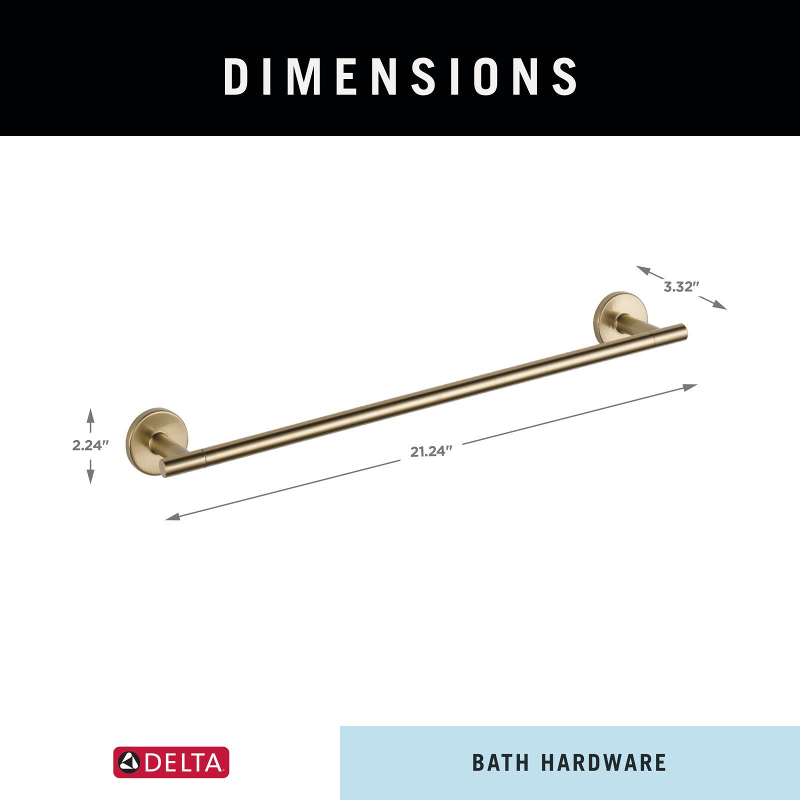Trinsic Wall Mount Towel Bar Bath Hardware Accessory, 1.13" H x 18" L x 3.31" D, Champagne Bronze