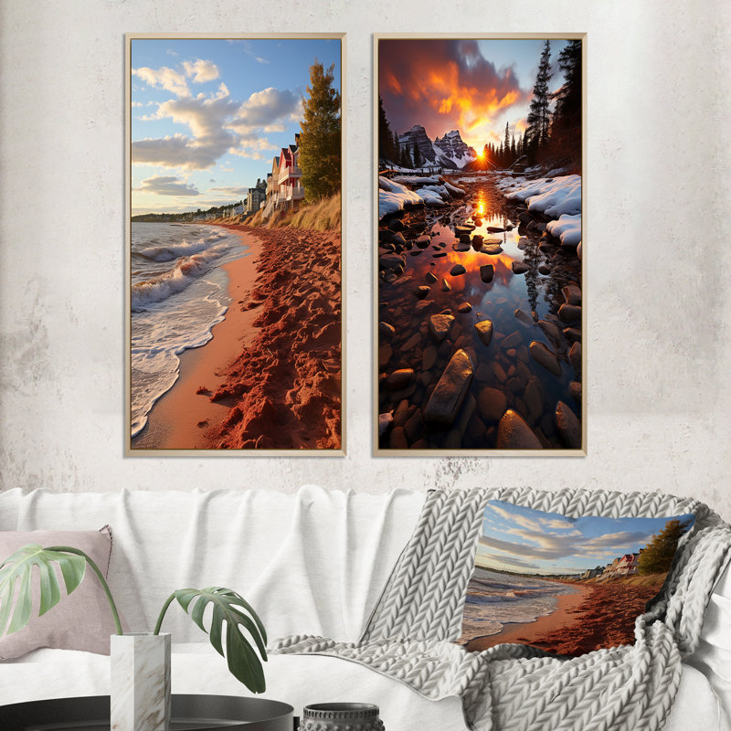 «Canada Prince Edward Island», 2 pièces sur toile, Encadrement brun, H 40 po x l 40 po