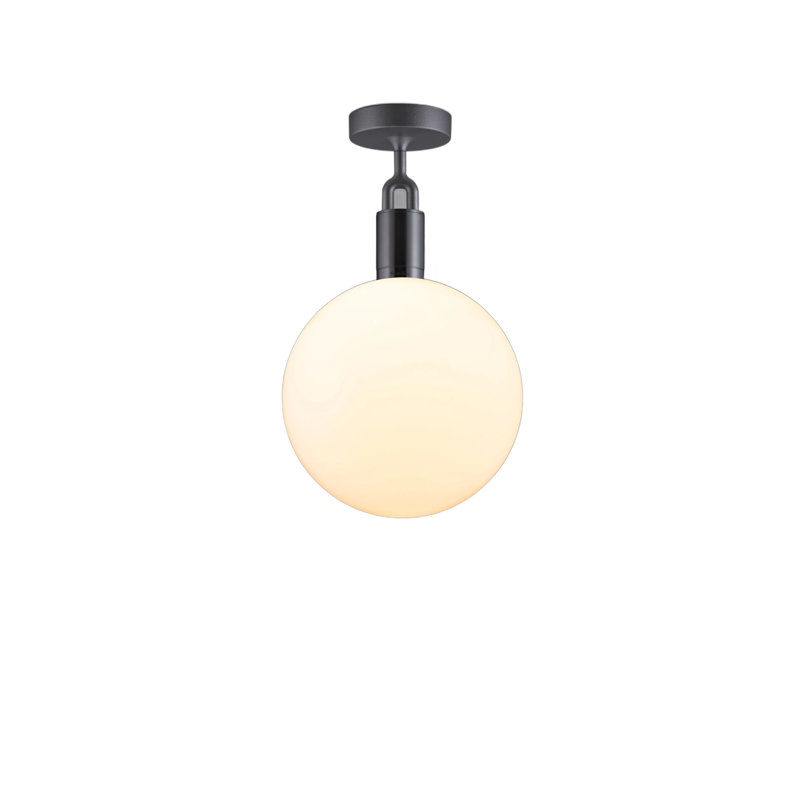 1 - Light Semi Flush Mount, Large, Opal, Gun Metal