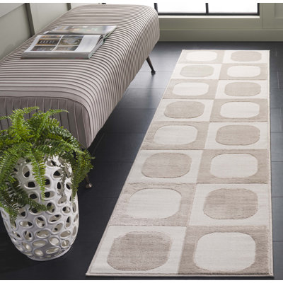 Tapis carré en polyester / polypropylène à motif géométrique tissé à la machine 6 pi 3 po x 6 pi Petherton
