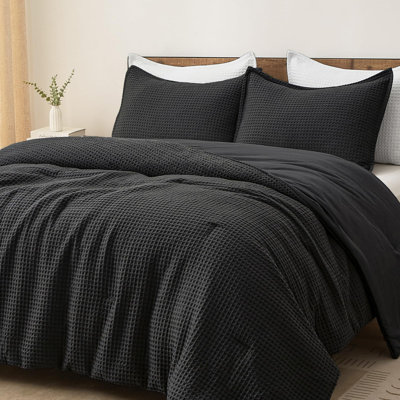 PHF Ultra Soft Waffle Weave Comforter Set, 3 Pieces Lightweight Breathable Comfy Bedding Set, Comfy Textured 1 Comforter with 2 Pillow Shams