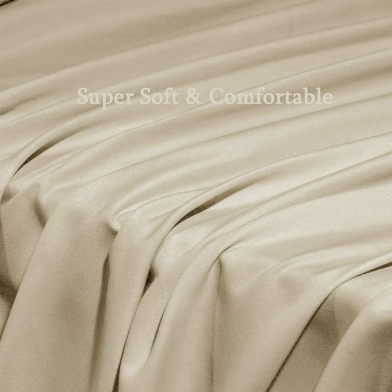 Microfiber 6 Pieces Bed Sheet Sets, Queen Sheet Set with 3 Additional Pieces, Beige
