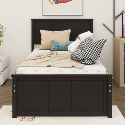 Twin Size Platform Bed With Underbed Twin Trundle Structure