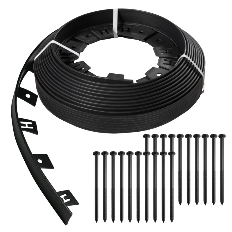 1.5" H Dig-Free Black Plastic Lawn Edging Kit, 50 ft. W