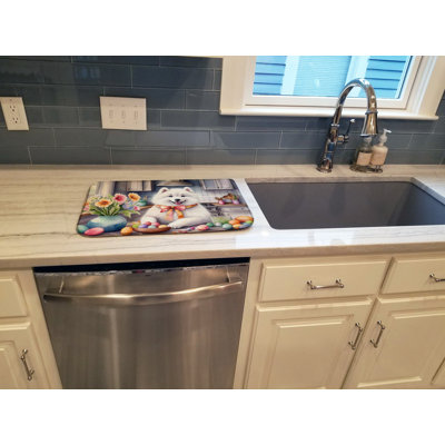 Decorating Easter Samoyed Dish Drying Mat
