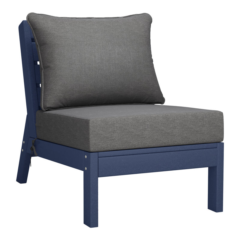 Chaise sans accoudoirs à assise profonde avec coussins, Grey, Navy Blue