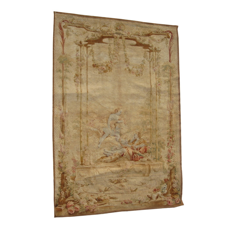 Antique Tapestry French Ivory 1750s Rug