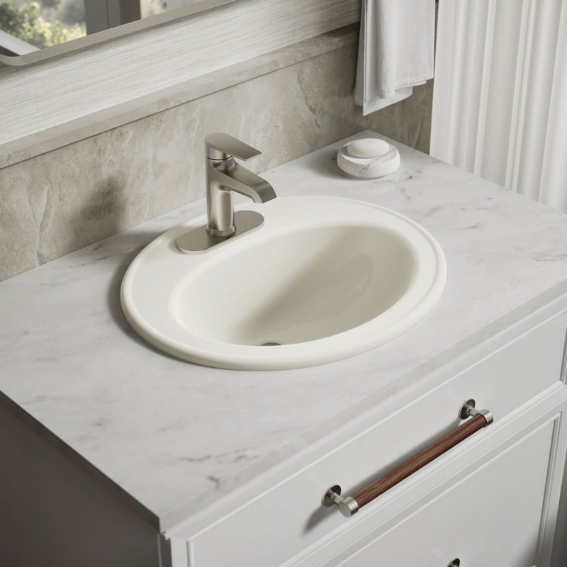 Pennington® Self-Rimming Drop-in Bathroom Sink with 4" Centers, Biscuit, No