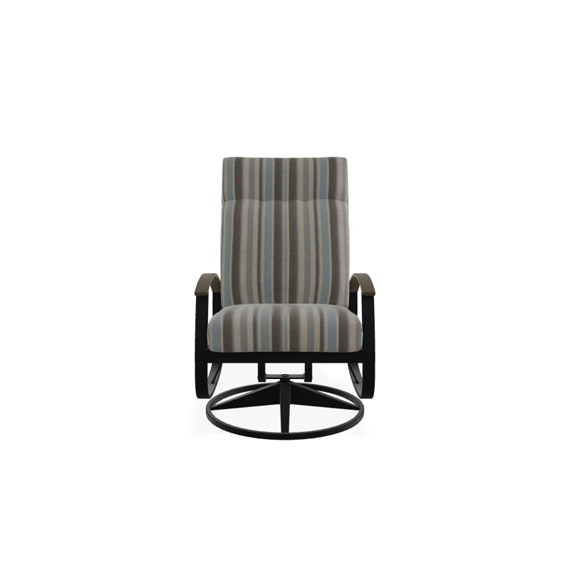 Chaise berçante pivotante réglable avec coussins Askar, Aperçu de nuage, Bois de plage P40, Noir texturé