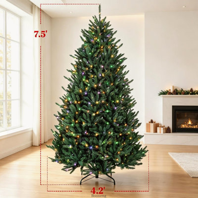 Sapin de Noël en épicéa bleu du Colorado de 1,80 m préilluminé avec lumières DEL blanc chaud et multicolores
