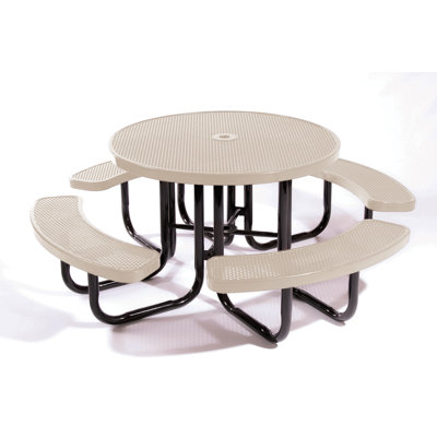 Table de pique-nique ronde poinçonné poinçonné brun clair