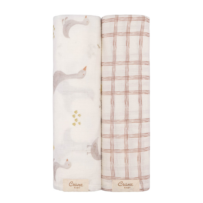 2-pc. Goose/Check Swaddle Set