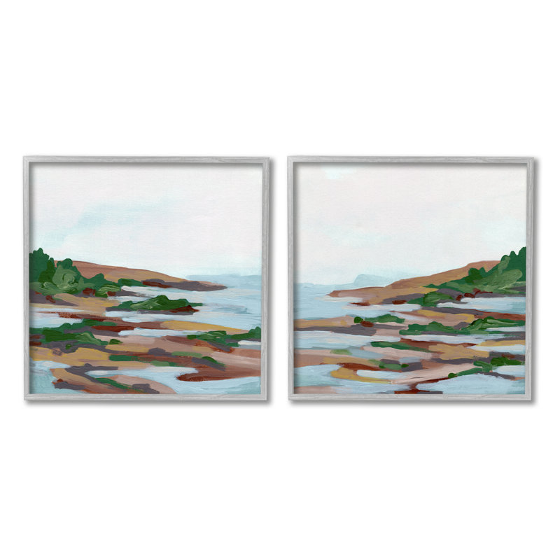 Ensemble de 2 peintures encadrées sur panneau de fibres à densité moyenne, Estampe numérique Farmhouse