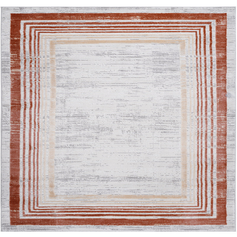 5X7 Bordered Area Rug, Rectangle 5'3" x 7'6"