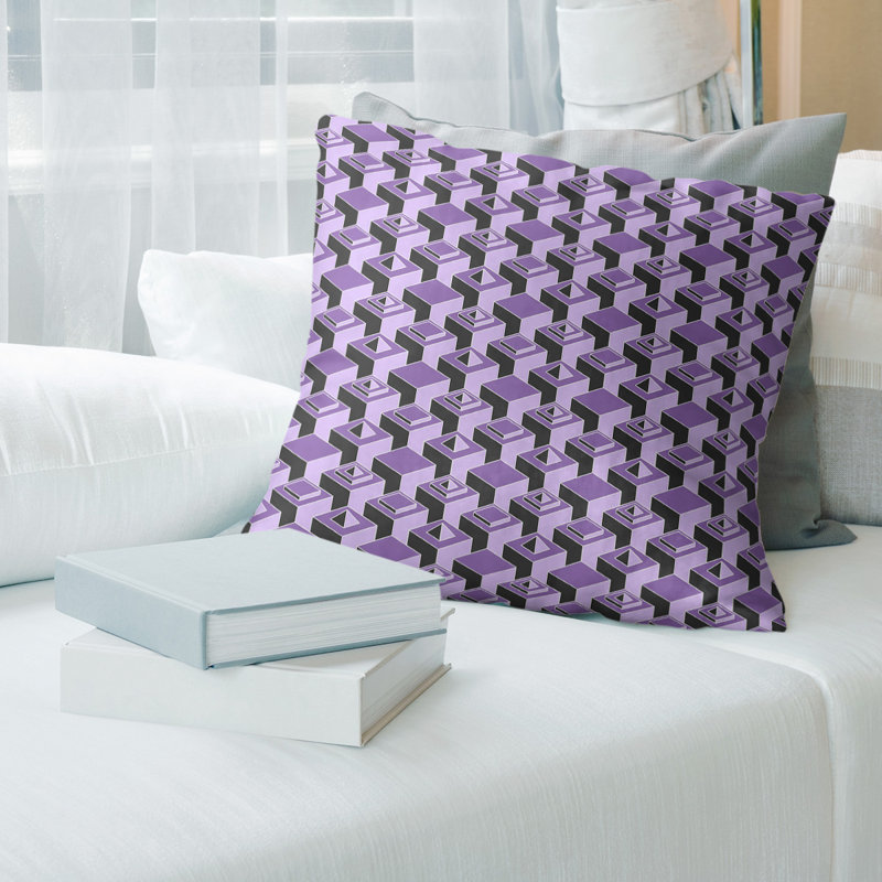 Housse de coussin Skyscrapers, 14 po x 14 po, Mauve, Croisé en coton