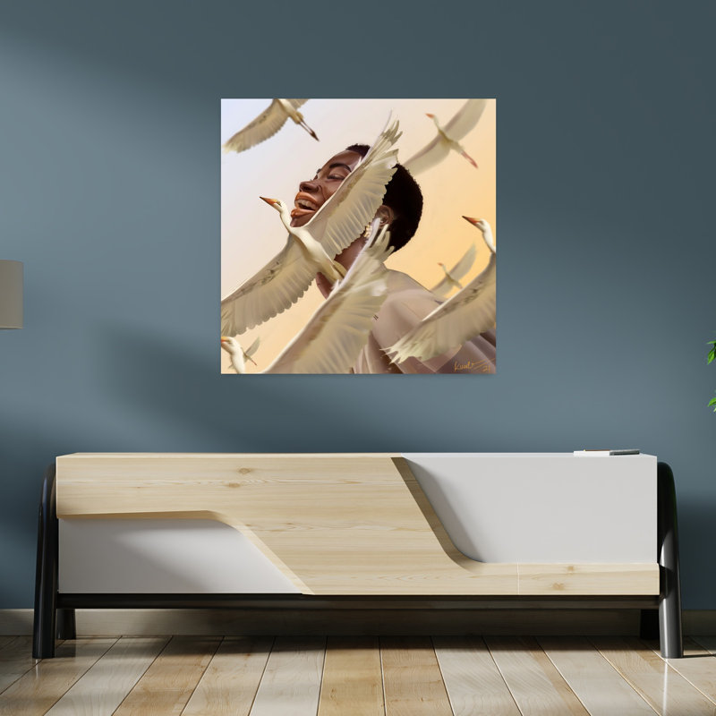 Joy, art d'oiseau contemporain, H 36 po x l 36 po