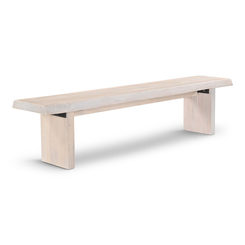 Modern Brazilian Bello Bench, 18" H x 78" W x 15" D, White Wash