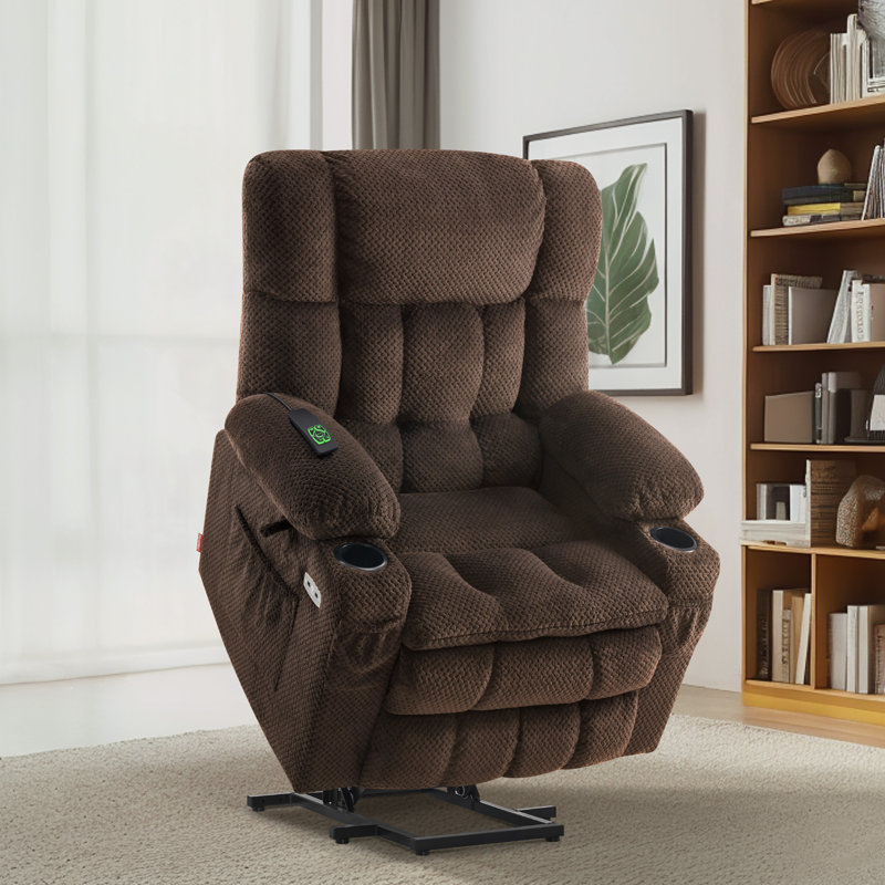 Dual Motor Lift Assist Riser Recliner with Massage, Coffee