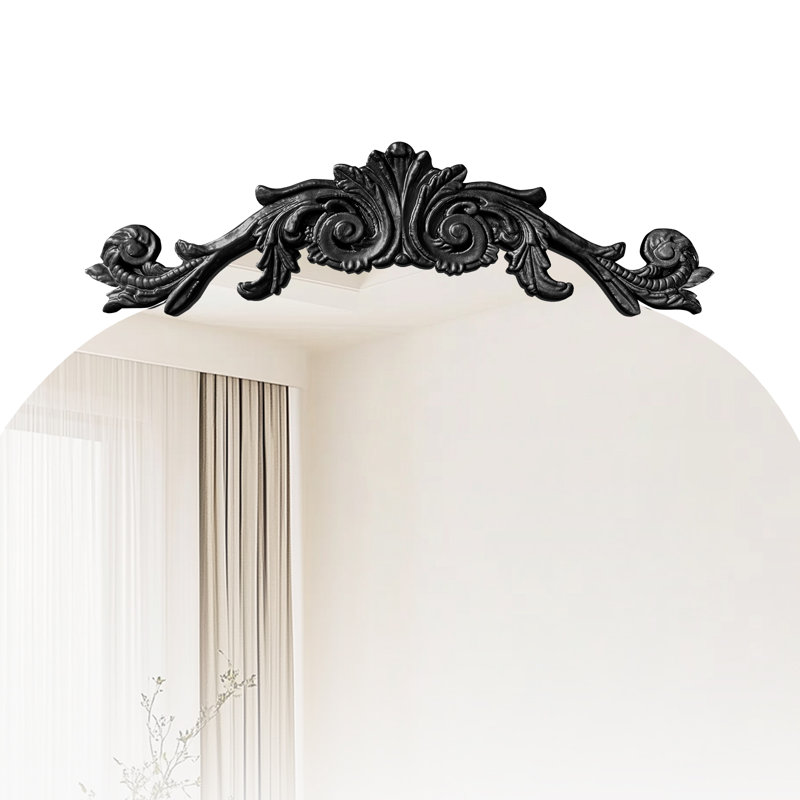 Miroir pleine grandeur sans cadre avec décoration sculptée, Noir, noir, noir, noir