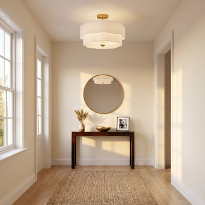 Elegant Four-Light Scalloped Linen 20 in. Semi-Flush Mount