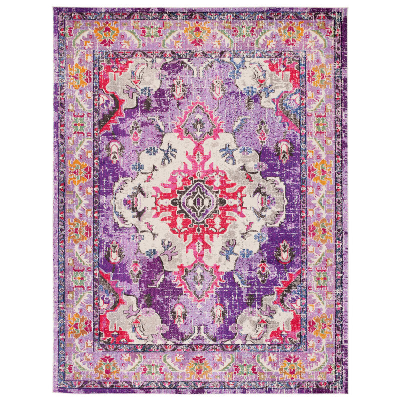 Almyra Oriental Violet/Fuchsia Area Rug, Rectangle 8' x 10'