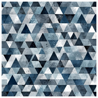 Tapisserie murale mosaïque triangulaire bleu gris - formes murales formes géométriques