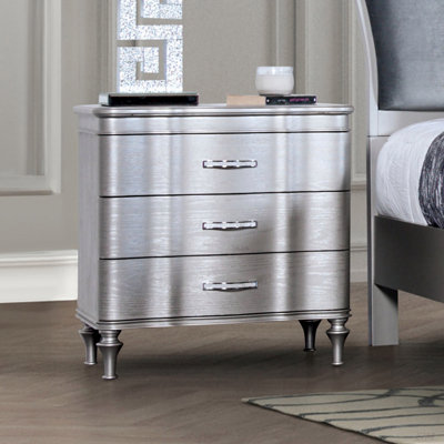 1Pc Nightstand Solidwood Turned Wood Leg Curved Front Panels Bedroom Furniture Bedside