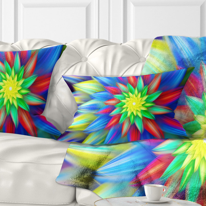 Danse florale d’un coussin lombaire à fleurs brillantes, Bleu