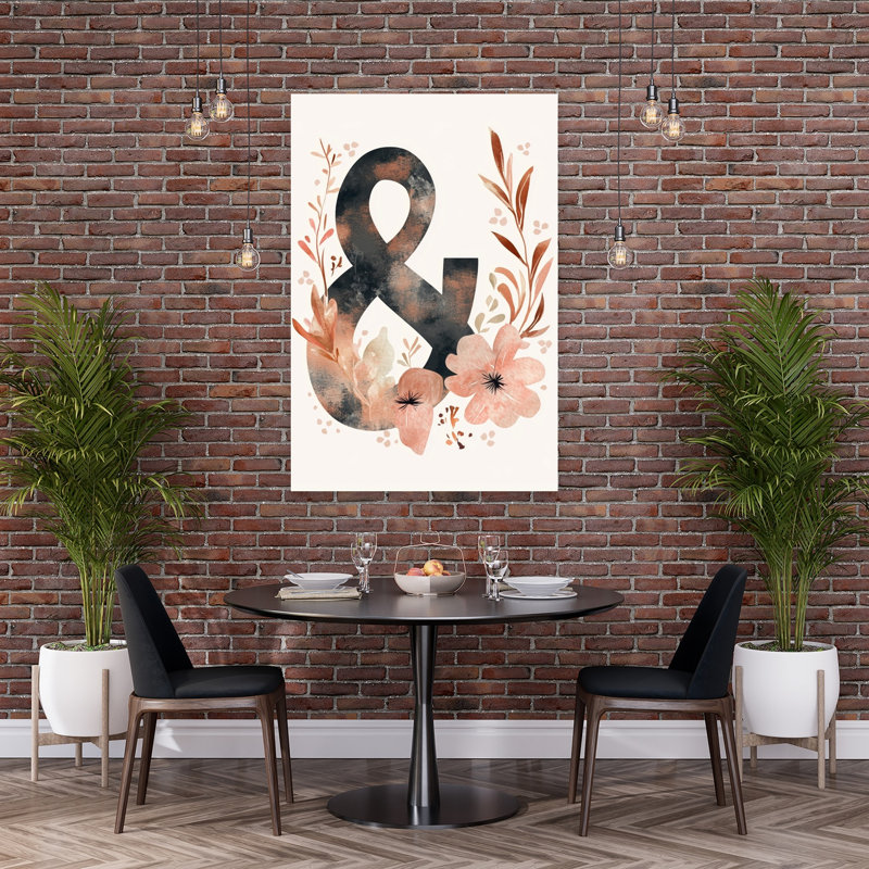 Impression d'art mural floral élégant, rustique et abstrait avec esperluette, représentant une fleur naturelle