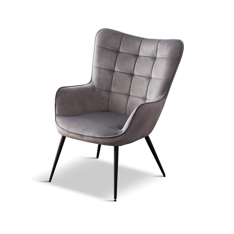 Juin Velvet Accent Chair, Grey