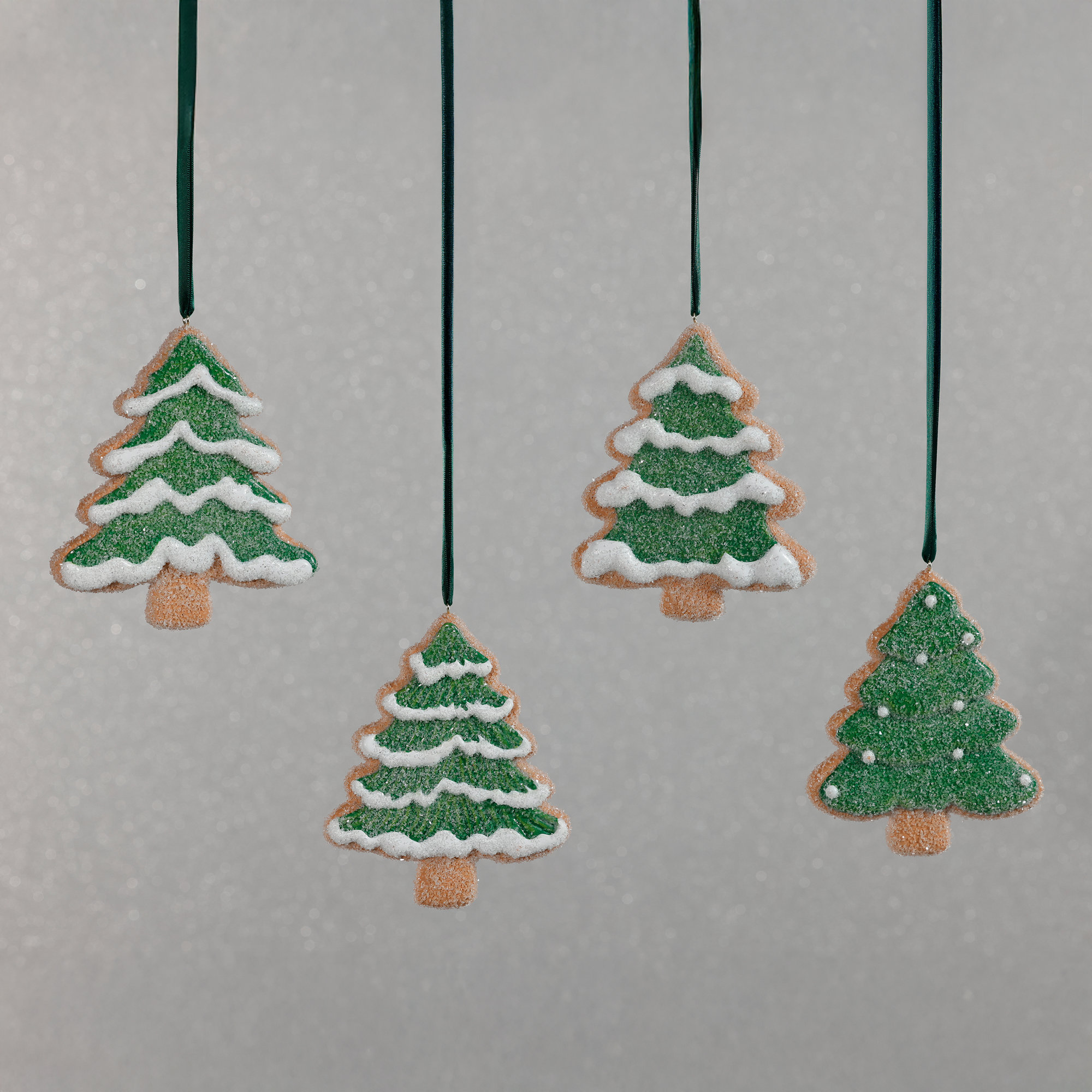 Assorted Christmas Ornaments, 8 Hanging Pieces (2 Sets of 4), Evergreen Fir Tree