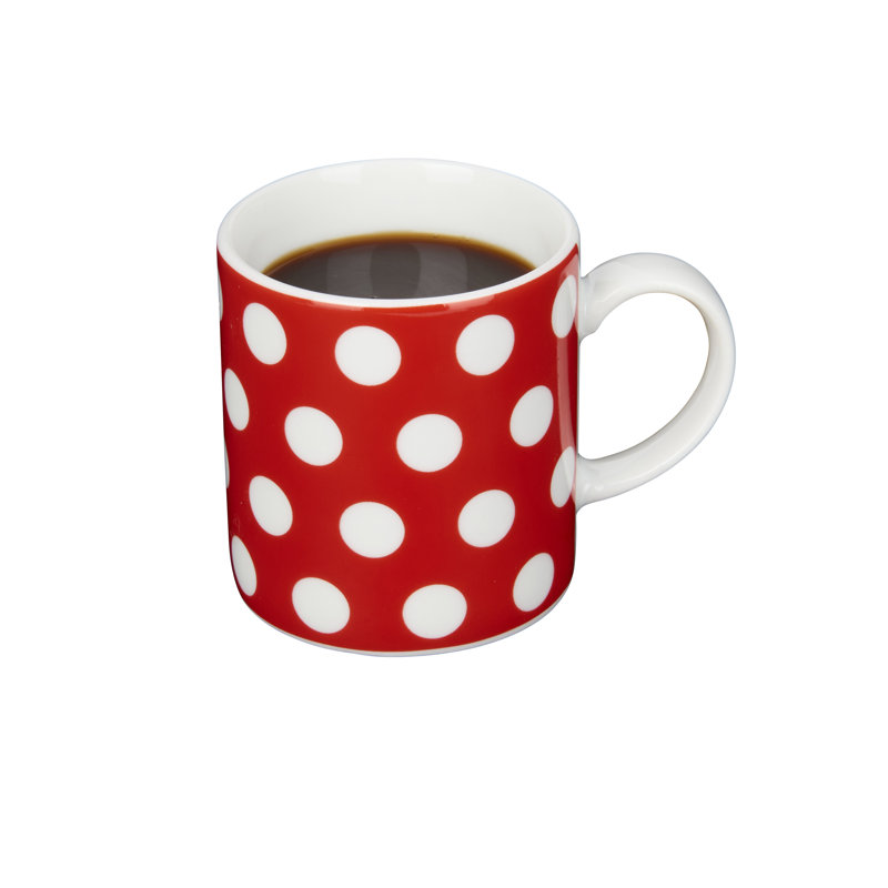 KitchenCraft 80ml Porcelain Red Polka Dot Espresso Cups, 12