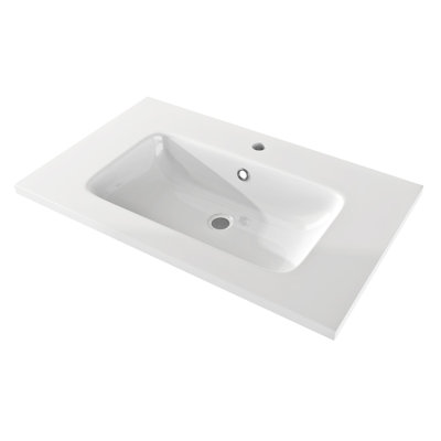Orren Ellis Swiftsure 18.10'' White Resin Rectangular Bathroom Sink with Overflow