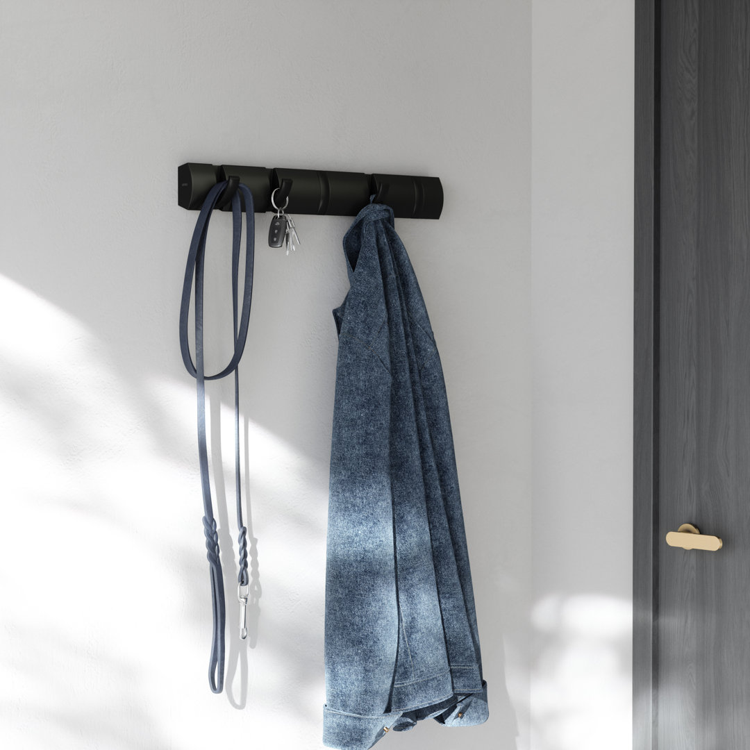 Flip Solid Wood, Metal Wall 5 - Hook Wall Mounted Coat Rack Umbra