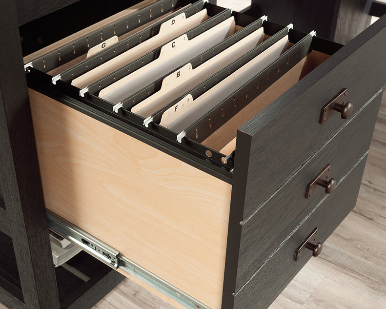 Bureau en L avec tiroirs en chêne Raven