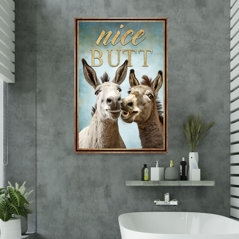 Paire d'ânes - joli bout à bout, reproduction d'art graphique sur toile tendue, H 36 po x l 24 po x P 2 po