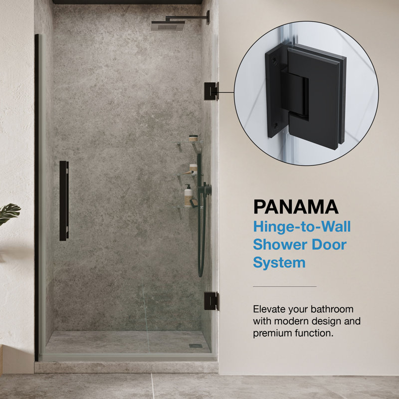 OVE Decors Panama 33 7/8 To 35 1/16 In. W X 72 In. H Alcove Frameless Pivot Hinge Shower Door , 2025, Satin Nickel
