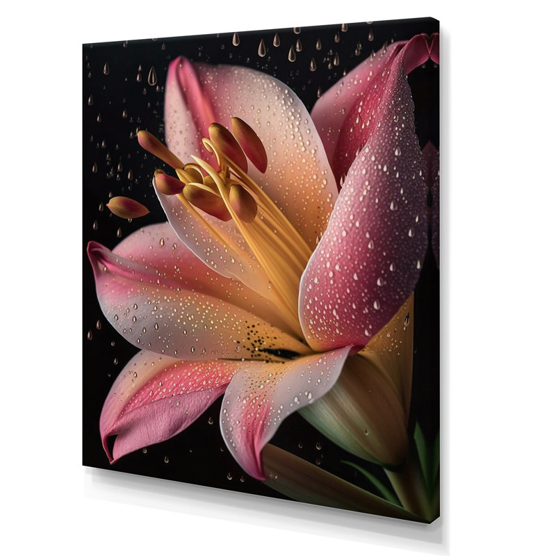 " The Beauty Of Pink Lily Blossoming I ", Wrapped Canvas, 44" H x 34" W