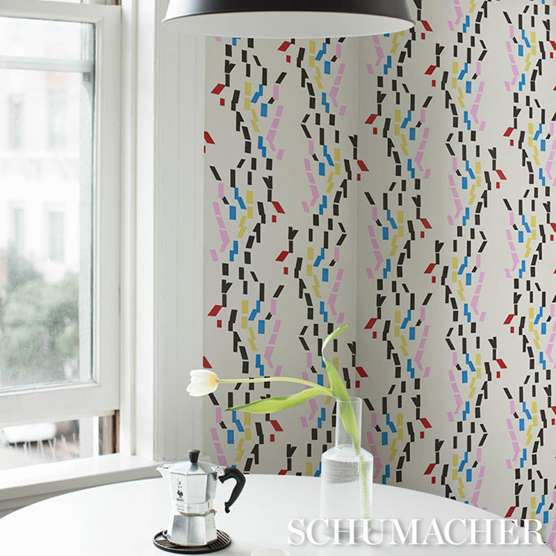 Schumacher x Peg Norriss Confetti Wallpaper, White/Pink/Yellow/Black