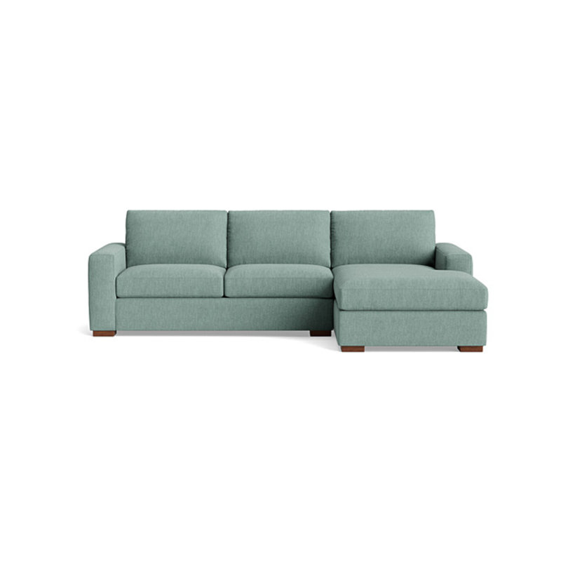 Couch Potato Chaise Sectional, Performance Weave - Spa, Right Hand Facing
