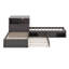 Lit plateforme simple en L avec armoires de rangement, bureau, lit gigogne et lumière DEL-118763483