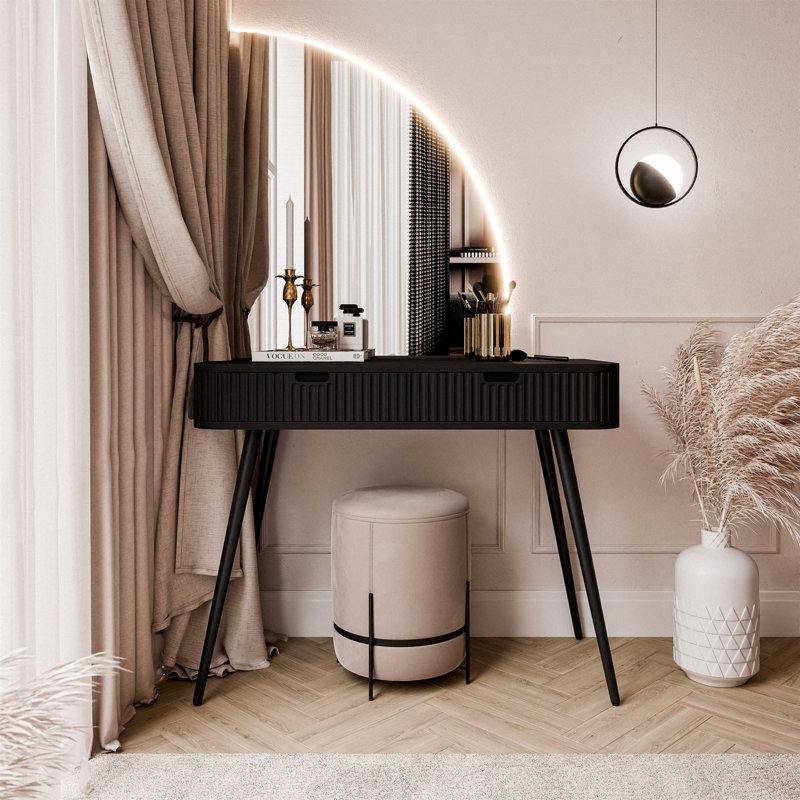 Omusa Dressing Table -QS with LED Mirror, Black