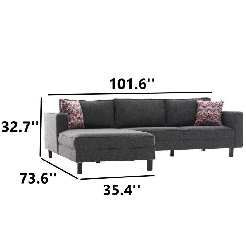 Shatari Upholstered L-Shaped Sectional, Left Hand Facing, Anthracite