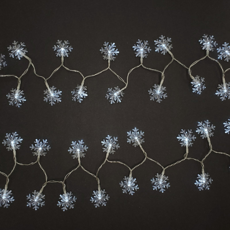 Battery Operated LED Mini Snowflake String Lights - 2 Piece