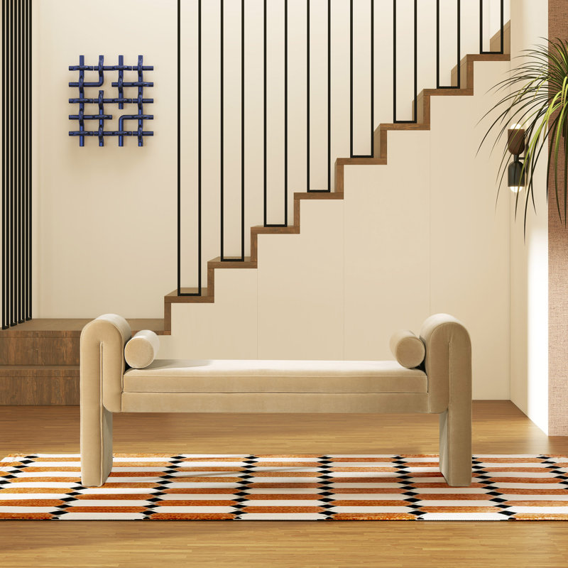 Banc rembourré en velours Jaquane
