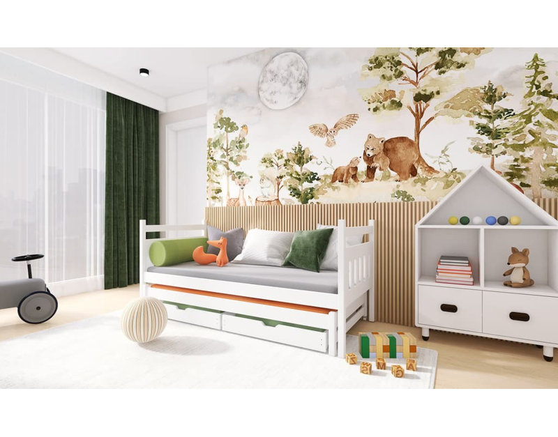 Turaco 90 X 190cm Standard with Storage Included with Trundle Included, White