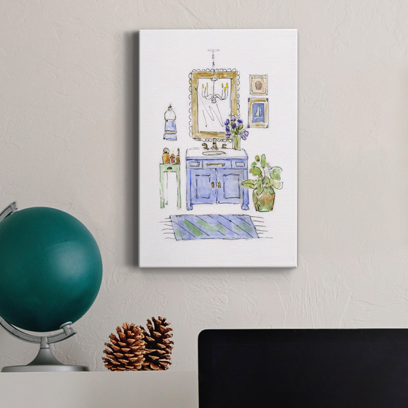 S Croquis Bath II - peinture sur toile tendue, H 36 po x l 24 po x P 1 po