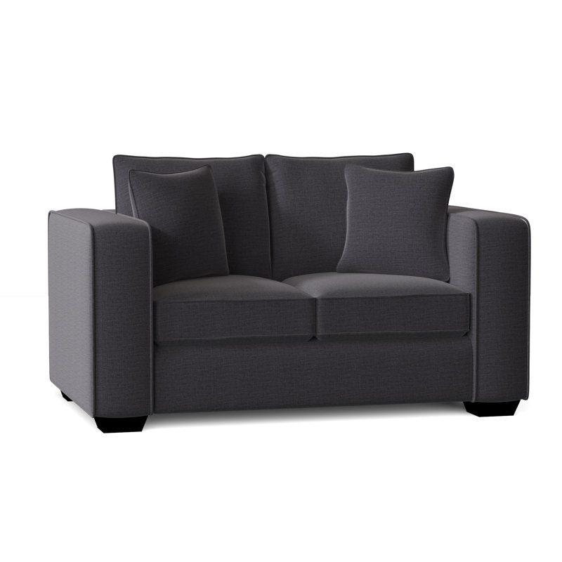 Canapé-lit à accoudoirs carrés de 64 po avec coussins réversibles Juliet, Gris anthracite Jango